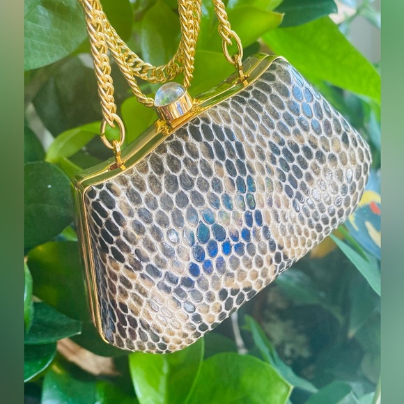 Mini bag / gold plated /faux skin - Picture 3 of 10